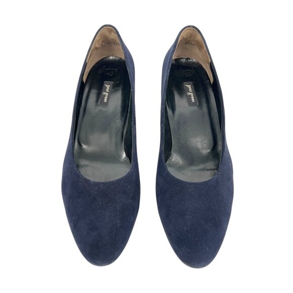 Paul Green Navy Blue Suede Low Block Heel Pumps Size 10.5 - Picture 12 of 14